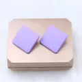 Minimalist purple square acrylic ear studs candy color fashion geometric earrings for women - Light Purple