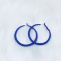 Boucles d'oreilles créoles rondes bleu roi tendance pour femmes, bijoux de mode en métal. - 5CM Créole