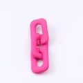 Pink matte rectangular chain link stud earrings, stylish geometric minimalist jewelry for women. - Rose Red 3-Section