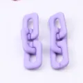 Purple matte rectangular chain link drop earrings for women, stylish minimalist fashion jewelry. - Purple 3-Section