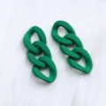 Green acrylic chunky chain dangle earrings minimalist geometric fashion jewelry for women. - Green