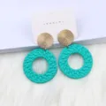 Böhmische türkise geflochtene runde Ohrringe mit goldenen Ohrringen für Damen Modeschmuck. - Seeblau