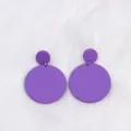 Purple Acrylic Double Circle Drop Earrings Geometric Minimalist Dangle Earrings for Women - Purple
