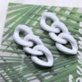 White acrylic chain drop earrings, minimalist chunky link design for women's autumn style variant. - White