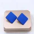 Blue square geometric stud earrings, minimalist candy color acrylic fashion jewelry for women. - Sapphire Blue