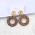 Böhmische geometrische gewebte runde Ohrringe Damen Statement Schmuck Accessoires - Braun