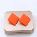 Orange square acrylic earrings, minimalist geometric candy color stud earrings for women. - Orange