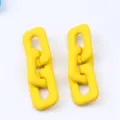 Yellow rectangular chain link earrings, geometric acrylic drop earrings for women fashion. - Yellow 3-Section