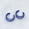 Boucles d'oreilles créoles géométriques creuses multicouches bleu roi pour femmes mode bijoux - C Creux