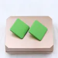 Minimalist green square acrylic ear studs candy color fashion geometric earrings for women - Light Green