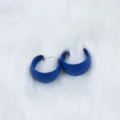Boucles d'oreilles créoles épaisses bleu roi, pendants d'oreilles géométriques mode. - Large Forme C Doré
