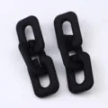 Matte black rectangle chain link dangle earrings geometric fashion jewelry for women - Black 3-Section