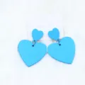 Boucles d'oreilles cœurs doubles en acrylique bleu, bijoux de mode mignons pour femmes. - Bleu
