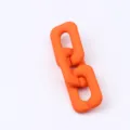 Orange chunky chain rectangular link earrings for women, stylish minimalist fashion ear studs. - Orange 3-Section