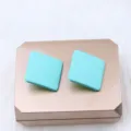 Minimalist square candy color acrylic stud earrings for women, fresh turquoise variant style. - Light Blue