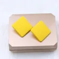 Minimalist yellow square acrylic ear studs, bright candy color fashion women daily jewelry. - Yellow