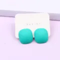 Candy color geometric square earrings modern minimalist acrylic ear studs for women daily wear - Rose Red