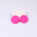 Pendientes de botón redondos mate rosa fuerte para mujeres, joyería de caramelo simple. - Rosa Fluorescente