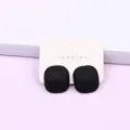 Minimalist matte black square stud earrings with card packaging, stylish casual daily jewelry for women. - Black