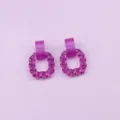Purple acrylic geometric drop earrings with matte rubber paint finish for women daily wear. - Jelly Purple