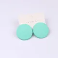 Pendientes redondos pintados en verde menta minimalistas simples para mujer, elegantes. - Azul claro