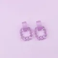 Purple acrylic geometric square drop earrings, simple rubber paint variant for women. - Jelly Light Purple