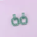 Green acrylic geometric twist square drop earrings, minimalist chic resin stud earrings variant. - Jelly Lake Blue
