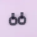 Dark grey square twisted acrylic earrings with rubber paint finish, simple and stylish. - Jelly Black