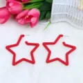 Pendientes de tuerca estrella geometrica roja moda acrilico exagerado joya nueva - Rojo