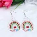 Back to school teacher teardrop acrylic printed earrings fashion dangle jewelry for women - Rainbow Apple
