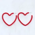 Boucles d'oreilles cœur rouge pour femmes, style simple frais bijoux de mode SKU - Rouge