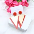 Geometrische Acryl Spiegel Ohrringe stylische dreieckige goldene rote Ohrhänger für Damen - Voll Orange