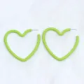 Boucles d'oreilles creuses coeur vert minimaliste acrylique peint bijoux pour femmes mode - Vert