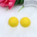 Minimalist yellow dome stud earrings for women, chic daily wear fashion jewelry style. - Yellow