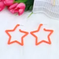 Pendientes de aro de estrella naranja, joyas de moda exageradas de acrilico geometrico. - Naranja