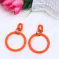 Boucles d'oreilles cercle acrylique creux couleur bonbon, pendantes géométriques mode femme - Orange