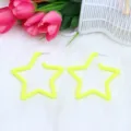 Pendientes colgantes estrella acrílico amarillo neón, joyas de moda diseño minimalista. - Amarillo Neón