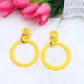 Chic couleur bonbon geometrique rond acrylique boucles doreilles mode declaration bijoux - Jaune