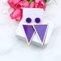 Retro Spiegel Acryl geometrische Dreieck Ohrstecker Mode Damen Schmuck Geschenk Zubehör - Lila Hohlen