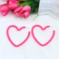Boucles d'oreilles créoles cœur rose pour femmes, bijoux fantaisie élégants peints cadeaux. - Rose rouge