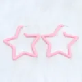 Pendientes de aro grandes pentagrama geométrico rosa moda minimalista acrílico joyería - Rosa Claro