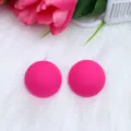 Minimalist pink matte dome stud earrings for women, simple daily fashion ear jewelry style. - Rose Red