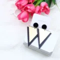 Retro Spiegel Acryl geometrische Dreieck Ohrstecker für Frauen Mode Schmuck Accessoire. - Schwarz massiv