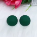 Dark green round painted stud earrings minimalist fashion daily wear simple ear jewelry women - Dark Green