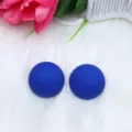 Blue dome stud earrings simple round geometric matte painted minimalist daily ear jewelry - Sapphire Blue