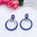 Blue gold geometric circle earrings acrylic drop dangle jewelry for women fashion stylish accessory - Sapphire Blue