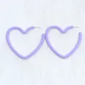 Boucles d'oreilles créoles cœur violet pour femmes, grandes boucles d'oreilles tendance chic. - Mauve Clair