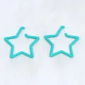 Pendientes de aro de estrella pentagrama cian, pendientes acrílicos de moda exagerados mujer - Azul lago