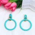 Boucles d'oreilles pendantes rondes en acrylique cyan, bijoux tendance pour femmes. - Bleu lac