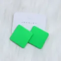 Minimalist square neon green acrylic stud earrings for women fashion candy style daily wear. - Fluorescent Green